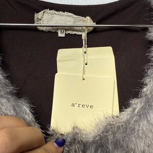 A'Reve Brown Dress with Gray Fur Trim